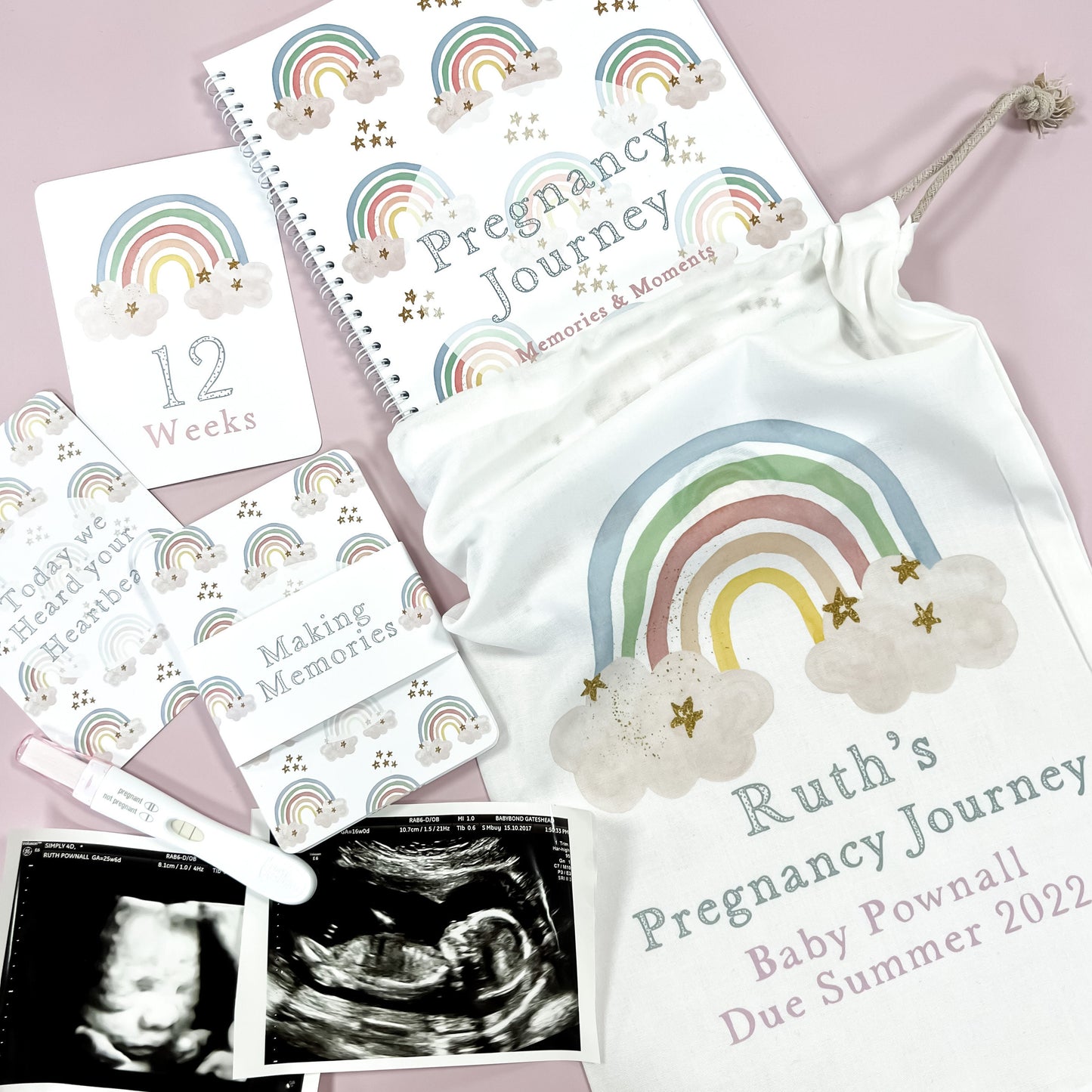 Pregnancy Journal, Pregnancy Planner, Pregnancy Diary, rainbow, Baby Book, Pregnancy Gift, Pregnancy Milestone, pregnancy announcement