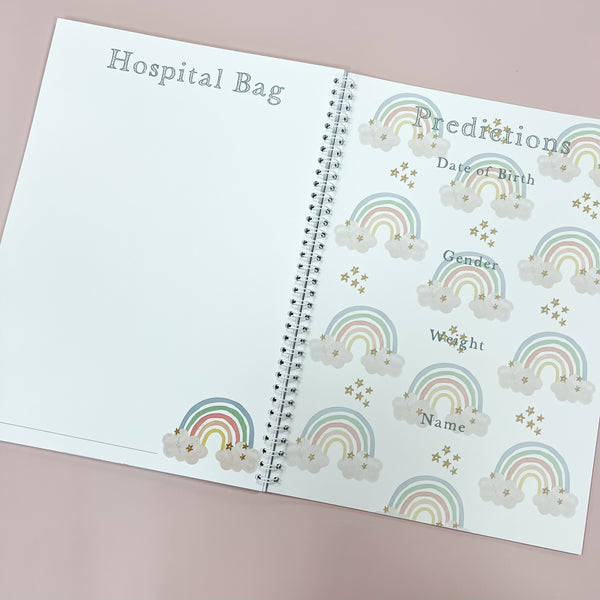 Pregnancy Journal, Pregnancy Planner, Pregnancy Diary, rainbow, Baby Book, Pregnancy Gift, Pregnancy Milestone, pregnancy announcement