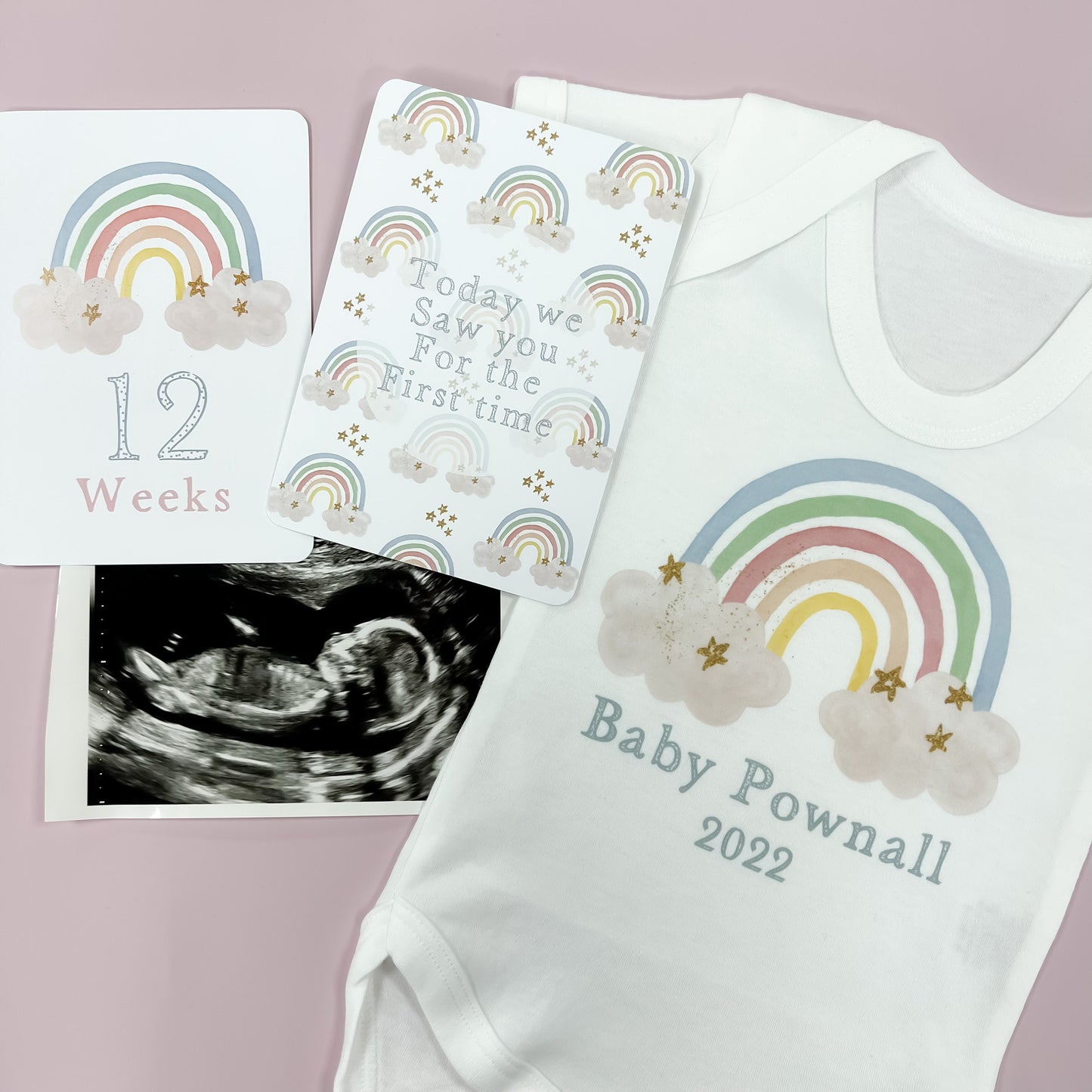 Pregnancy announcement, pregnancy gift, personalised baby vest, bodysuit, baby shower gift, unisex baby gift, personalised sleepsuit