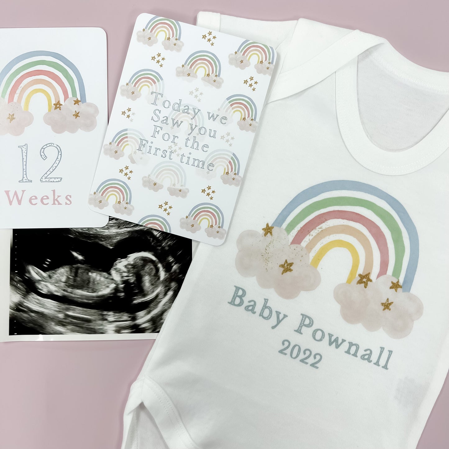 Pregnancy announcement, pregnancy gift, personalised baby vest, bodysuit, baby shower gift, unisex baby gift, personalised sleepsuit