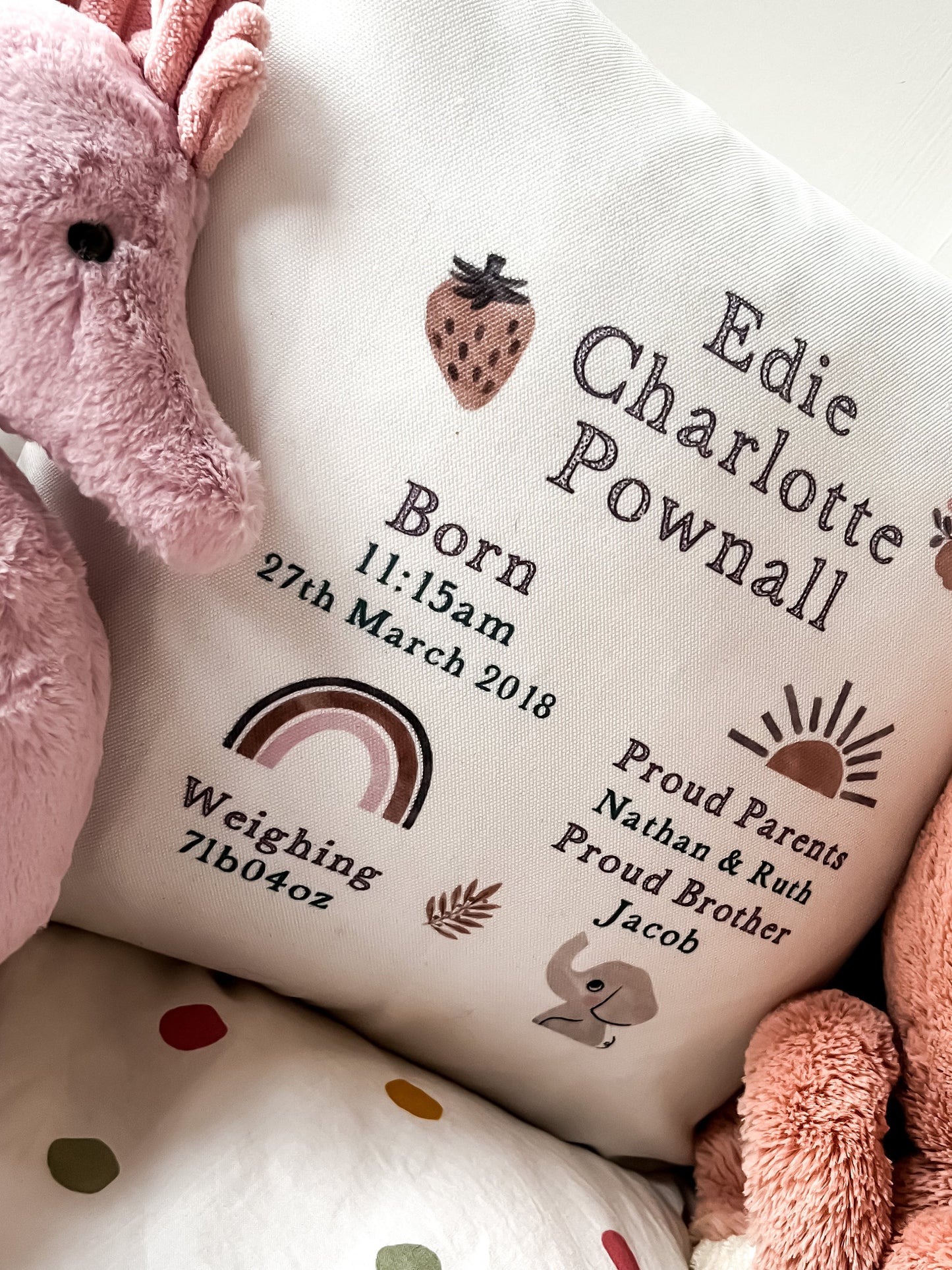 New baby gift, personalised baby birth stats cushion, nursery cushion, birth announcement, baby shower gift, baby keepsake,