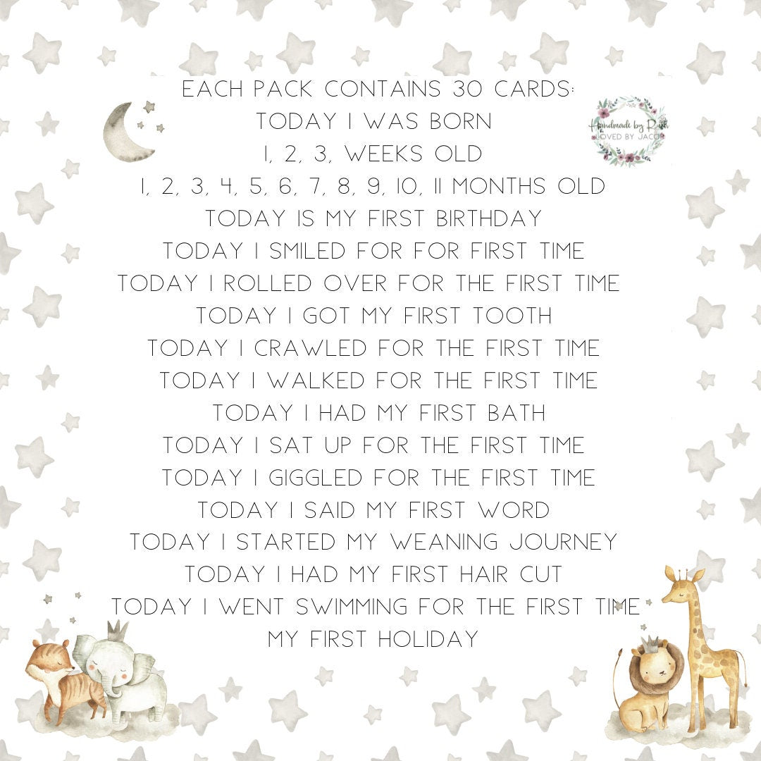 baby milestone cards, Safari, jungle, safari milestone cards, pregnancy, baby shower gift, new baby gift