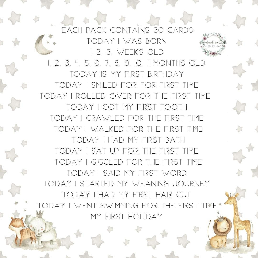 baby milestone cards, Safari Adventure