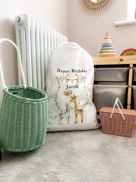 personalised gift bag kids, birthday gift, personalised first birthday gift, safari, jungle, birthday gift, children's gift bag, party bag