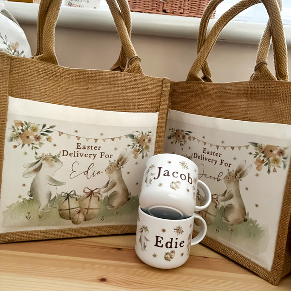 personalised easter bag, easter basket, easter gift, easter decoration, personalised easter gift, easter mug,