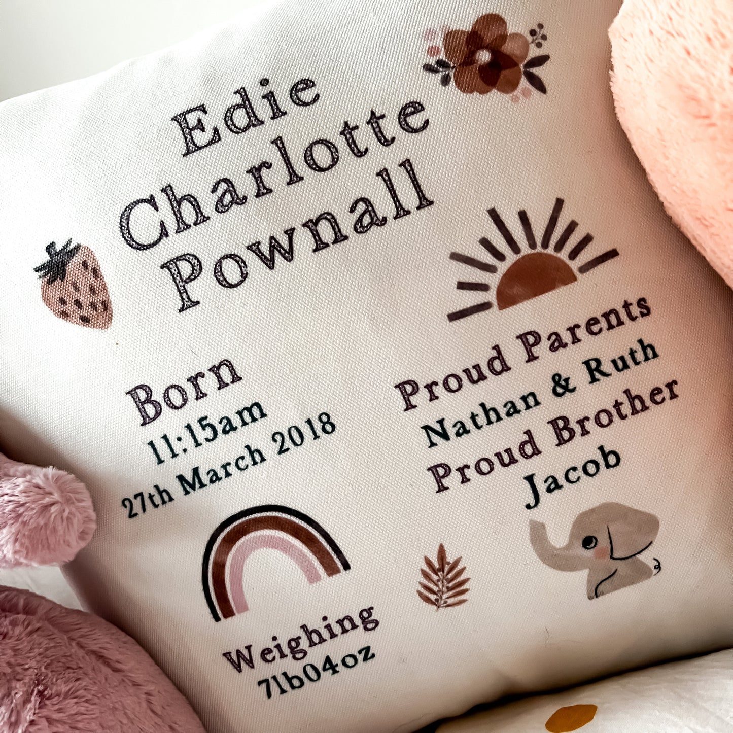 New baby gift, personalised baby birth stats cushion, nursery cushion, birth announcement, baby shower gift, baby keepsake,