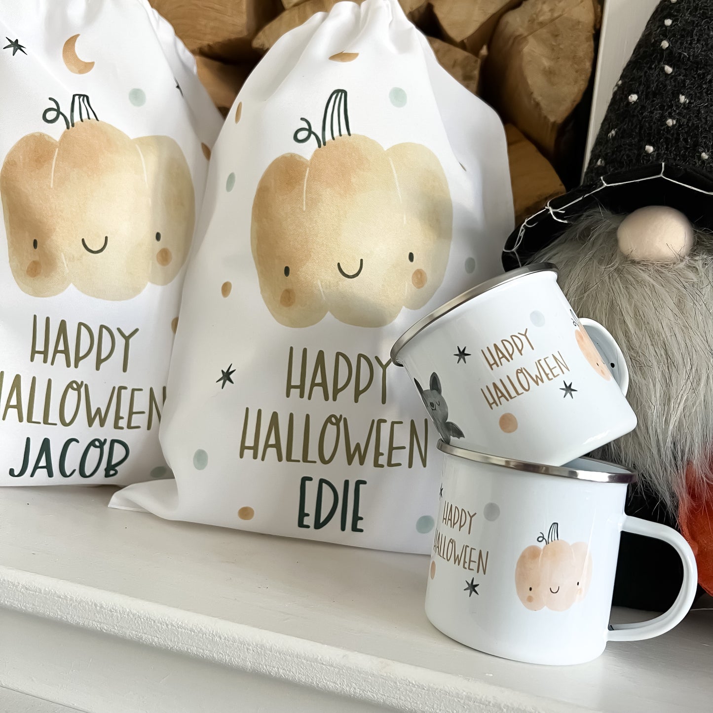 Personalised Halloween mug, pumpkin